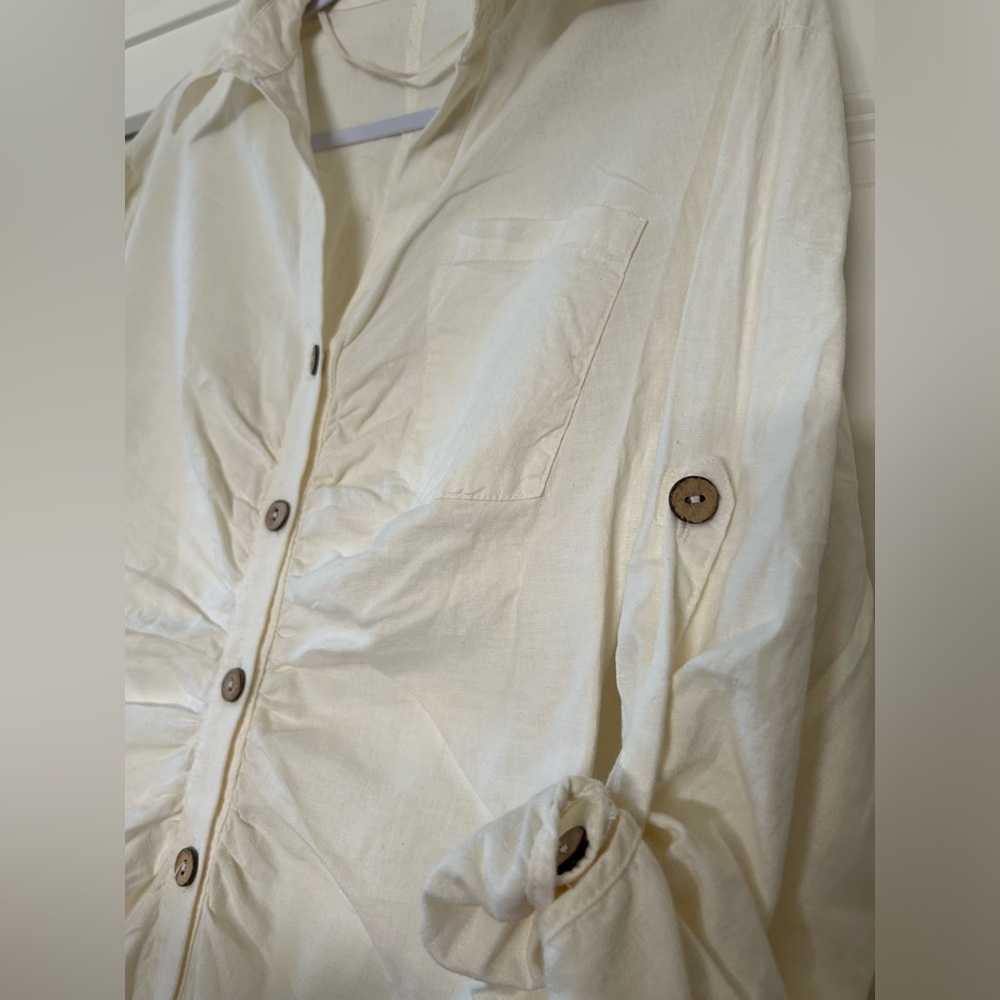 Zara Oyster White Button-Up Shirt Dress Size M - Picture 8 of 12